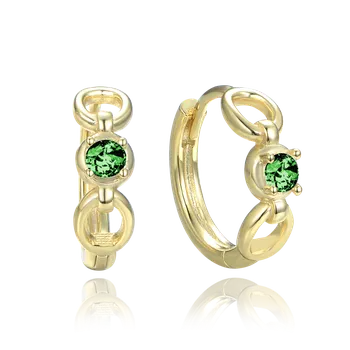 Náušnice 0231 MINET Elegantní pozlacené stříbrné náušnice s zeleným zirkonem