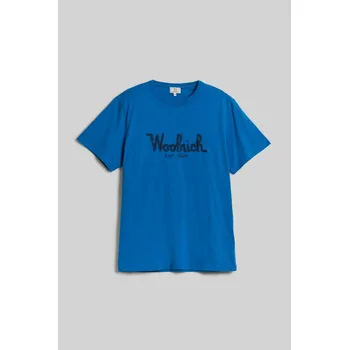 Pánské tričko TRIČKO WOOLRICH EMBROIDERED LOGO T-SHIRT SNORKEL BLUE