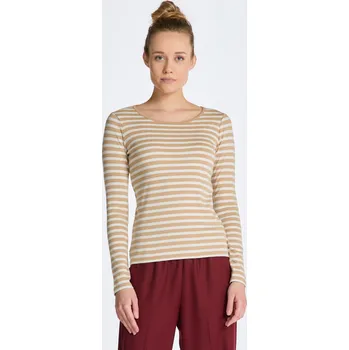 Dámské tričko TRIČKO GANT SLIM STRIPED 1X1 RIBBED LS T-SHIRT DARK KHAKI