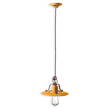 Ferroluce Závěsné retro svítidlo COUNTRY, Ø 25 cm, 1xE27 Barva: Žlutá
