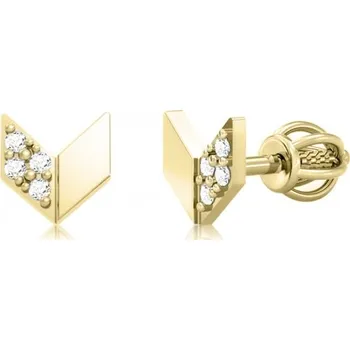 Náušnice Couple, Peckové náušnice Gezia, žluté zlato a zirkony, 585-66-3-0401.0Z00.0.00.001.05