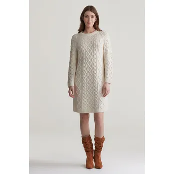 Dámské šaty ŠATY GANT CABLE KNIT C-NECK DRESS CREAM