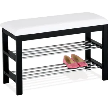 Botník BRONYA — masiv, kov, ekokůže, černá / bílá