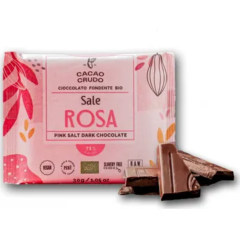 Čokoláda Cacao Crudo Raw Hořká čokoláda s Himalájskou solí a kakaovými boby, BIO, 30 g *IT-BIO-006 certifikát