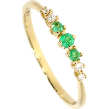 Prsten Zlatnictví Helios Zlatý prsten se smaragdy a diamanty