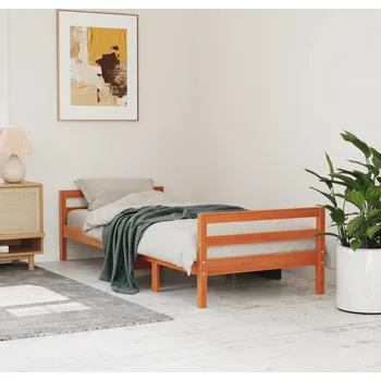 Postel vidaXL Postel bez matrace voskově 75 x 190 cm masivní borovice [821639] Barva: Hnědá