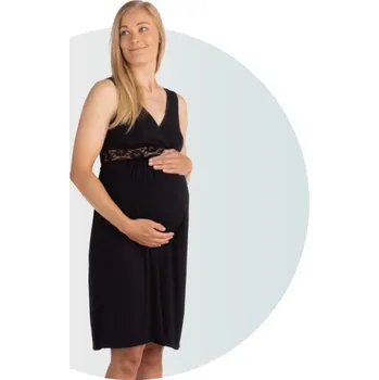 Těhotenská móda CARRIWELL Těhotenská a kojicí noční košilka černá Velikost (od výrobce): L