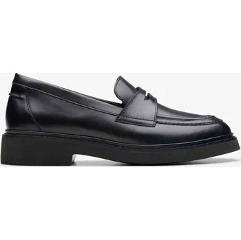 Dámské baleríny CLARKS Dámské černé kožené mokasíny 26179541-BLACK-245 Velikost 37,5