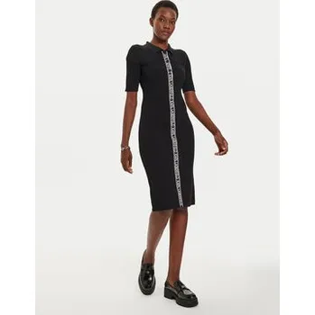 Dámské šaty KARL LAGERFELD Úpletové šaty 246W1320 Černá Slim Fit XS