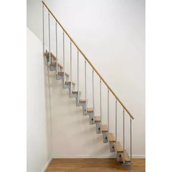 Schodiště DOLLE Dublin - schody modulové přímé do 292cm, 12 nášlapů, zábradlí CLASSIC II (Lakované masivní dubové nebo bukové nášlapy)