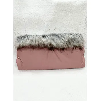 Příslušenství pro přepravu dětí Hřejivý rukávník na kočárek - starorůžový s kožešinou