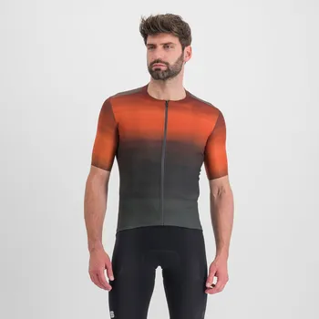 cyklistický dres SPORTFUL Cyklistický dres s krátkým rukávem - FLOW SUPERGIARA - oranžová/šedá XL