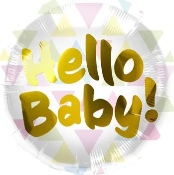 Folat Balónek fóliový Hello Baby s pastelovými trojúhelníky 45 cm