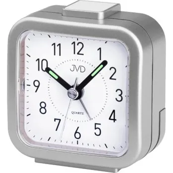 Budík Nejlevnější analogový malý levný budík JVD quartz SR105.6 (stříbrný)