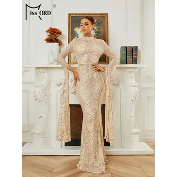 Dámské šaty Originální večerní šaty maxi LissCord lC1490 Barva: Aprikotová, Velikost: M