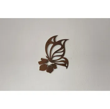 Samolepící dekorace Lepy.cz Dřevěná dekorace na zeď Motýl - květina Velikost (šířka x výška): 47x55cm, Barevná varianta: Bříza