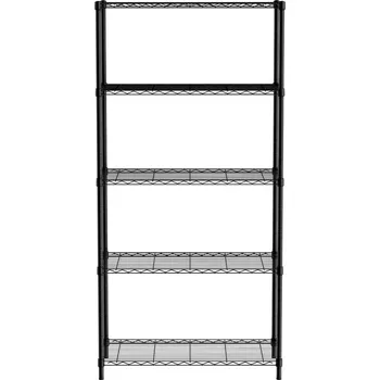 Úložný box Úložný stojan s 5 policemi, HENDI, Černá, 910x455x(H)1830mm