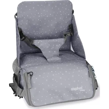 Jídelní židlička Asalvo ANYWHERE booster BAG-GO 2v1 (podsedák+taška na kočárek), humus grey