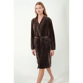 Dámský župan Vamp Jednobarevný sametový župan 21163