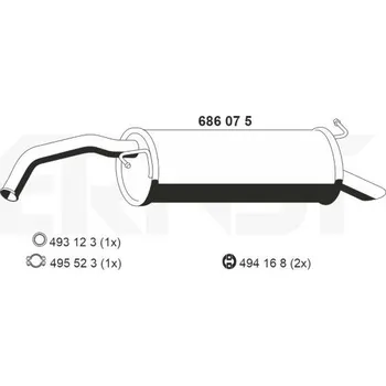 Tlumič výfuku Zadni tlumic vyfuku ERNST 686075