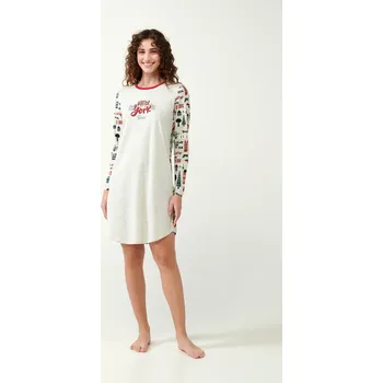 Vamp - Dámská noční košile s potiskem 21654 - Vamp beige melange m