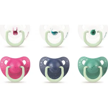 dudlíky SUAVINEX | ŠIDÍTKO DEN&NOC Anatomické SILIKON 0-6 m - 2 ks