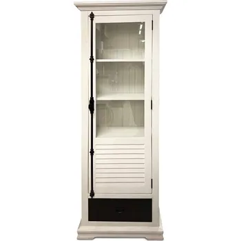 Knihovna Masivní bílá knihovna/vitrína Cocona III akácie - VÝPRODEJ