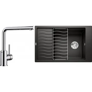 Granitový dřez Set RS Blanco Elon XL 6 S + Blanco Mila (černá + chrom)