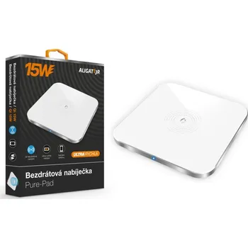 Bezdrátová nabíječka ALIGATOR PREMIUM 15W, bílá