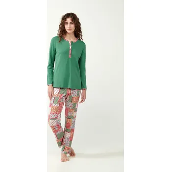 Dámské noční prádlo Vamp - Dámské bavlněné pyžamo 21370 - Vamp green barley xl