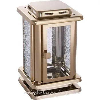 Smuteční dekorace Hřbitovní lampa malá zlatá vysoká 16,5 cm