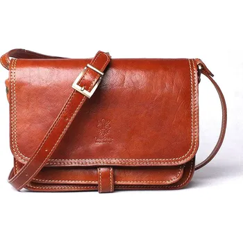 Kabelka Světlehnědá středně velká kožená crossbody kabelka no. 444