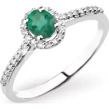 Prsten Dámský prsten přírodní diamant 0.36 ct smaragd GKW52431-B-SMAR velikost 56