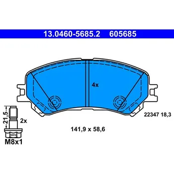 Brzdová destička Sada brzdových destiček, kotoučová brzda ATE 13.0460-5685.2