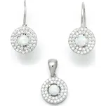 Stříbrná souprava se zirkony opál modrý Werto - Bílá