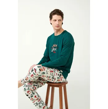 Pánské pyžamo Vamp - Pyžamo se svátečním potiskem 21650 - Vamp green sea moss L