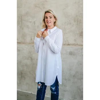 Dámská košile Dámská bavlněná košile POPLIN s řasením bílá - KOPORWHL