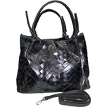 Vera Pelle kožená dámská kabelka propletený vzor černá propletena černá