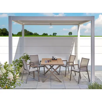 Zahradní jídelní stůl taupe s hliníkovým rámem z plastového dřeva pro 4-6 osob odolný proti povětrnostním vlivům exteriér Beliani