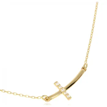 Řetízek Zlatnictví Helios Zlatý řetízek s vloženým křížkem a zirkony