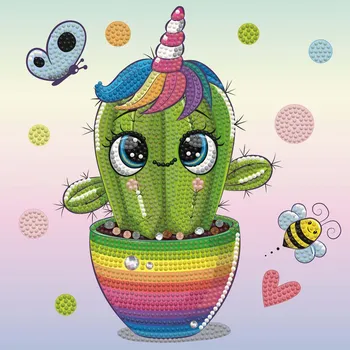 Diamantové malování DOTZIES - Diamantové malování - plátno - DUHOVÝ KAKTUS