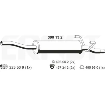 Tlumič výfuku Stredni tlumic vyfuku ERNST 390132