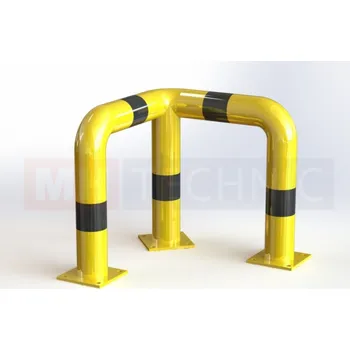 Stavební profil MH Technic s.r.o. Obloukový nárazník rohový Ø 108 mm, 600 x 600 mm, výška 600 mm, žlutý s reflexními pruhy