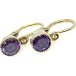 Diante Zlaté náušnice s fialovým kamenem 59614066