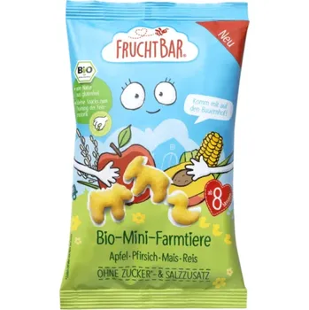 Slaná pochutina FruchtBar BIO Křupky Farma – kukuřice, broskev a jablka 20g