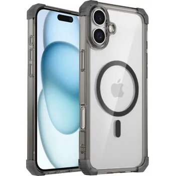Pouzdro na mobilní telefon Transparentní kryt s barevným rámečkem a MagSafe pro iPhone 16 Plus - šedý