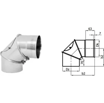 Kouřovod Karl Koleno regulované s čistícím otvorem 90°/ 150mm ( síla 1mm) - nerez