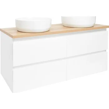 Koupelnový nábytek SAT Koupelnová skříňka s umyvadlem SAT B-Way 119x50x45 cm bílá lesk BWAY2120WDOAKU2 BWAY2120WDOAKU2