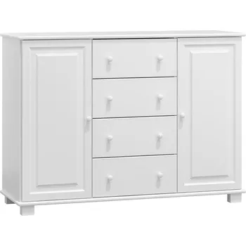 Komoda Slevadoma Komoda masiv borovice se skříňkami a zásuvkami 1-4-1 VALENTÝN Barva: Barva bílá, Hloubka: 42 cm