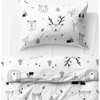 Povlečení Vánoční dětské bavlněné povlečení - Zvířátka v zimní krajině 140 x 200 a 70 x 90 cm